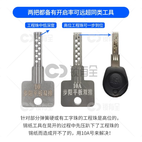 【10A】免导针一体-步阳穿孔双排专用-锡纸晃匙工具(高位工程珠)  不锈钢锡纸工具