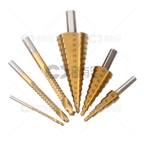 6件套扩孔宝塔套装 阶梯扩孔钻头 宝塔形开孔钻头 台阶钻 铁板铝板钻孔4-32,4-20,4-12mm 3支锯齿钻头