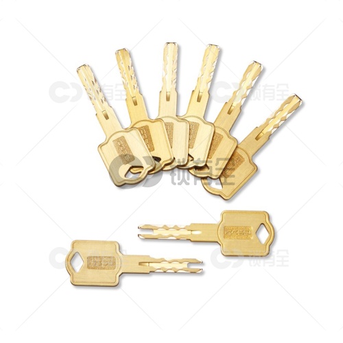 艾栖超C级 汉堡系列 双面24叶片内外铣八轨道防盗锁芯-黄铜防暴力防技 术开-配8把钥匙