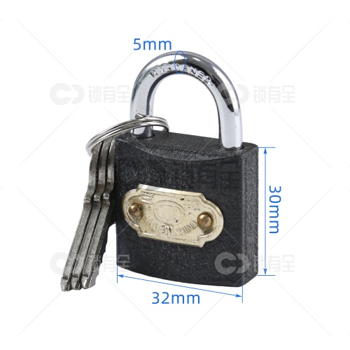 正品三环铁制铜胆单开挂锁-多规格可选