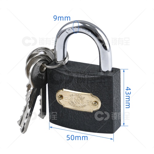 正品三环铁制铜胆单开挂锁-多规格可选