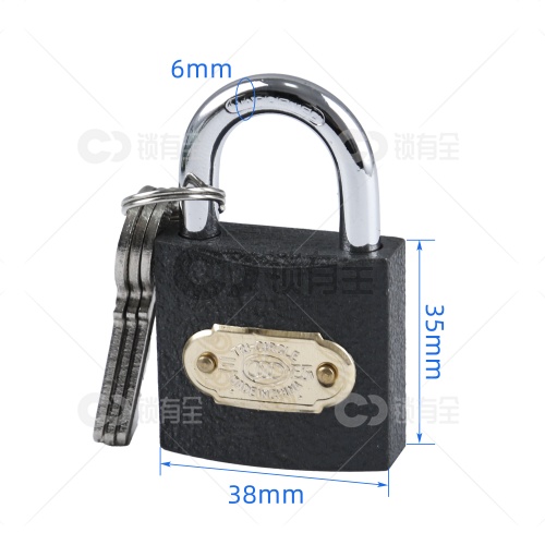 正品三环铁制铜胆单开挂锁-多规格可选