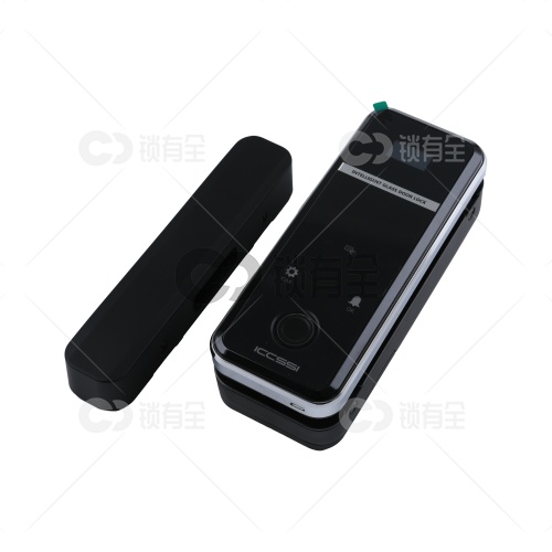 艾栖B500办公室带框玻璃门指纹锁-曜石黑 开孔密码门锁 智能锁