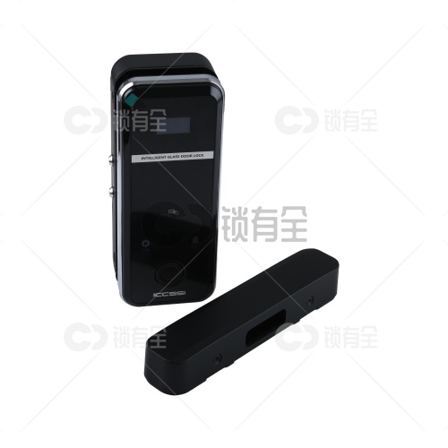 艾栖B500办公室带框玻璃门指纹锁-曜石黑 开孔密码门锁 智能锁