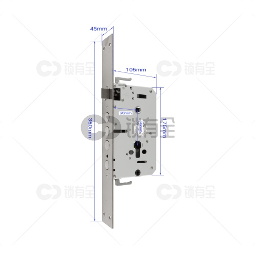 睿祺锁体-45*350指纹锁密码锁电子锁防盗门锁体   全304不锈钢 双快双活 防插静音 镜面精钢系列