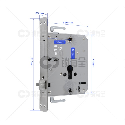 王力锁体 全钢-33*210方双 指纹锁密码锁电子锁防盗门锁体-有钩 半开叉通芯双活双快不锈钢