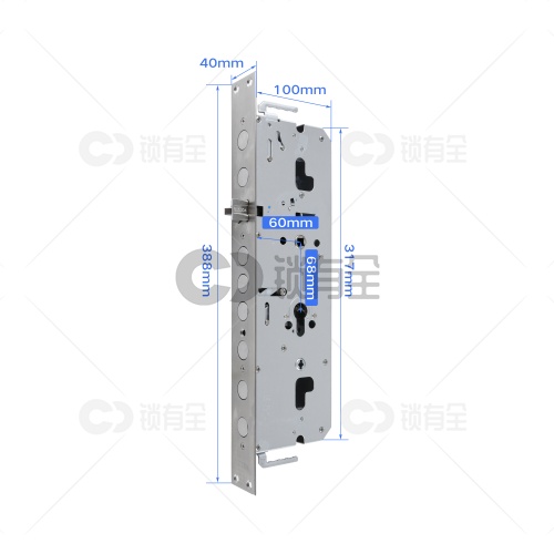 霸王锁体-40*388全钢齿轮 方双 指纹锁/机械锁两用锁体-有钩 不带快锁功能