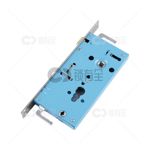 扁柱锁体-240*24钢面-一档有钩（不带反提） 方双 指纹锁密码锁电子锁防盗门扁柱机械锁体 工字铜舌天蓝色   双活 
