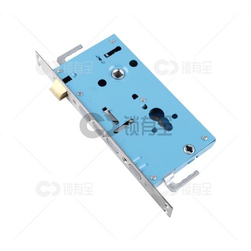 扁柱锁体-240*24钢面-一档有钩（不带反提） 方双 指纹锁密码锁电子锁防盗门扁柱机械锁体 工字铜舌天蓝色   双活 