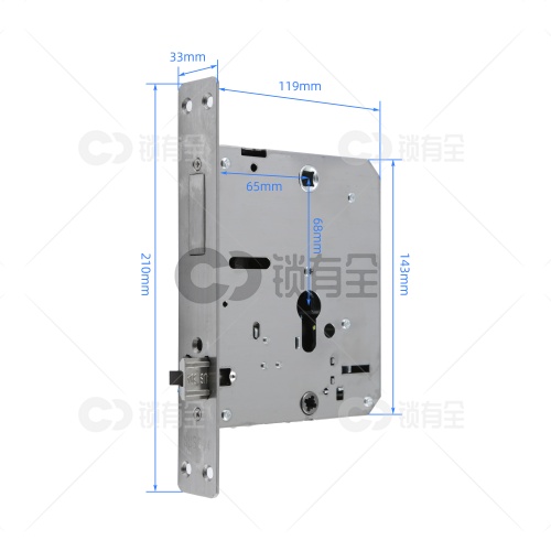 王力锁体-33*210全钢防卡-无钩 方双  半开叉通芯双活双快不锈钢