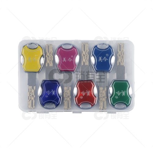 美今 超C级七彩六轨道边矩叶片防敲AB锁芯-七彩钥匙 防盗门锁芯 