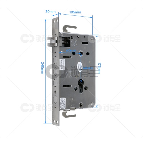 佳卫步阳防盗门 大圆柱锁体 电子指纹锁体 双活双快锁体240mm*30mm