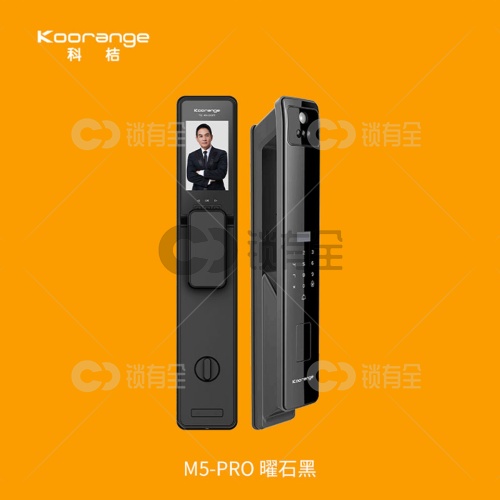 科桔-M5 PRO全自动人脸识别可视猫眼智能锁-黑色 刷卡防盗家用电子门锁智能锁