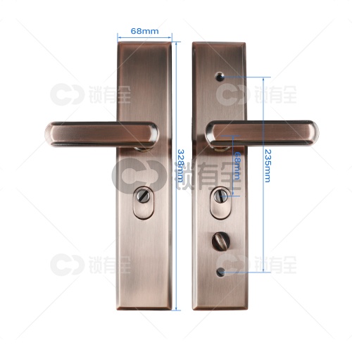 铁质面板-016双拉簧多功能拉手面板-红古铜 防盗门把手拉手执手 防盗门锁拉手 手柄