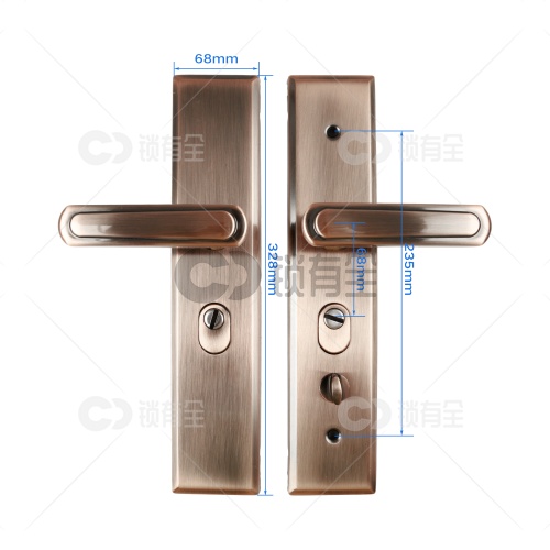 铁质面板-015双拉簧多功能拉手面板-红古铜 防盗门把手拉手执手 防盗门锁拉手 手柄